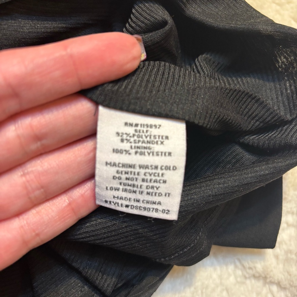 NWT 19 Cooper Dress Large Black Long Balloon Sleeves Ruched Lined Sexy Stretch - Picture 12 of 15
